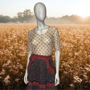 April Cornell Cream Floral Mesh Top